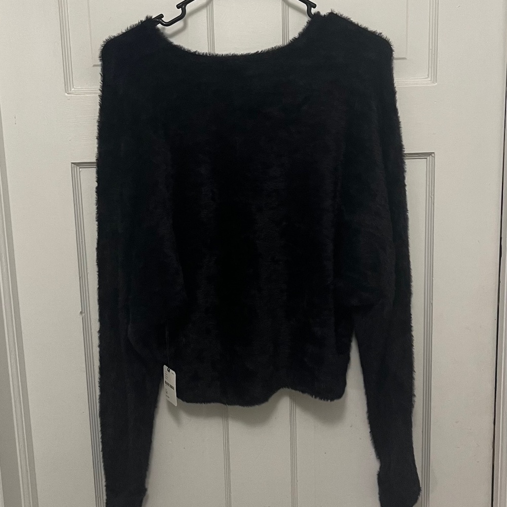 NWT Free People One Black 100% Nylon Sweater